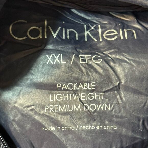 Calvin Klein Puffer Jacket Womens XXL Premium Down Long Packable Quilted Navy - Picture 5 of 13